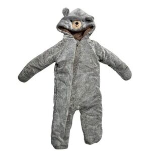 Koala‎ Baby Bear Fuzzy Hooded Bunting Snowsuit 12 18 Months Gray Zip Up